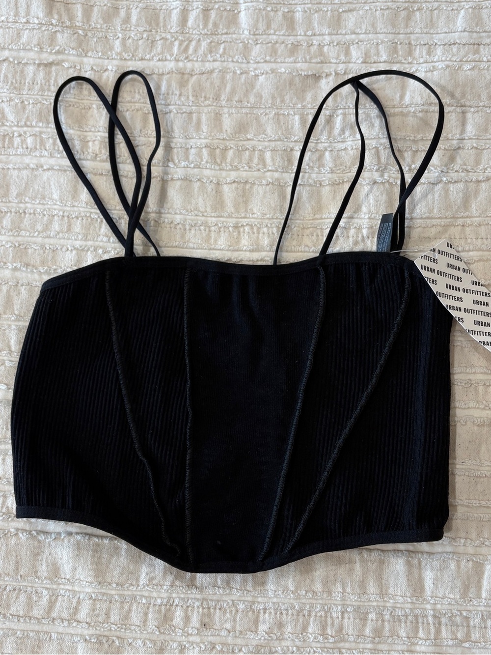 NWT Urban Outfitters Black Ribbed Bustier Crop Top